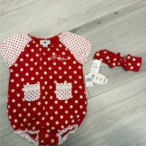 Disney Red and White Minnie Mouse Onesie